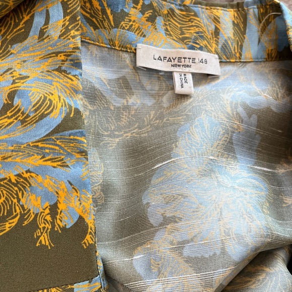 Lafayette 148 New York Olive Floral Sleeveless Silk Top Size Medium - Picture 9 of 10